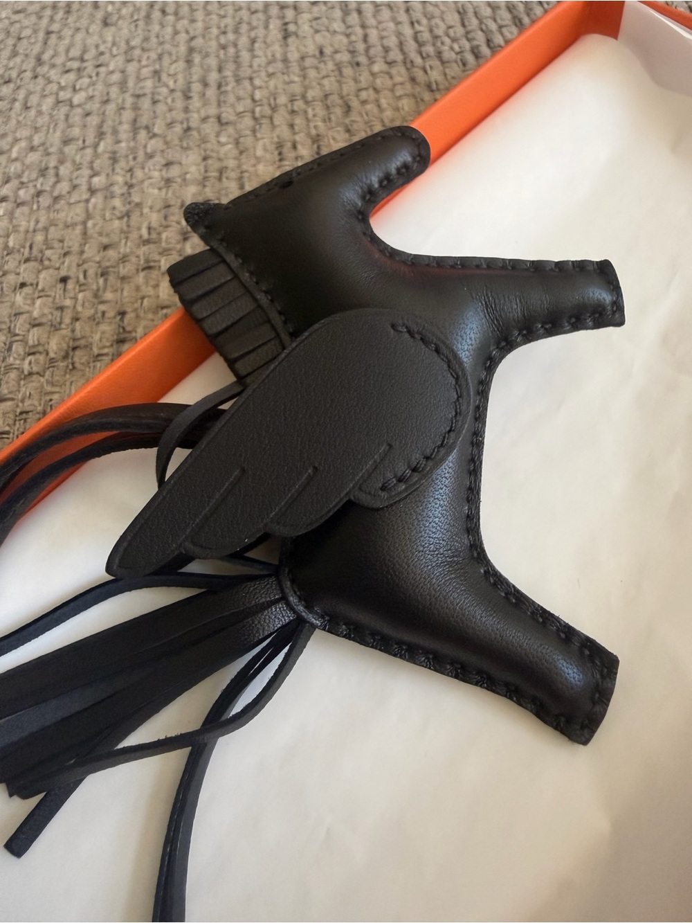 NEW in Box HERMÈS  SO Black Pegasus Horse Rodeo Bag Charm , size PM